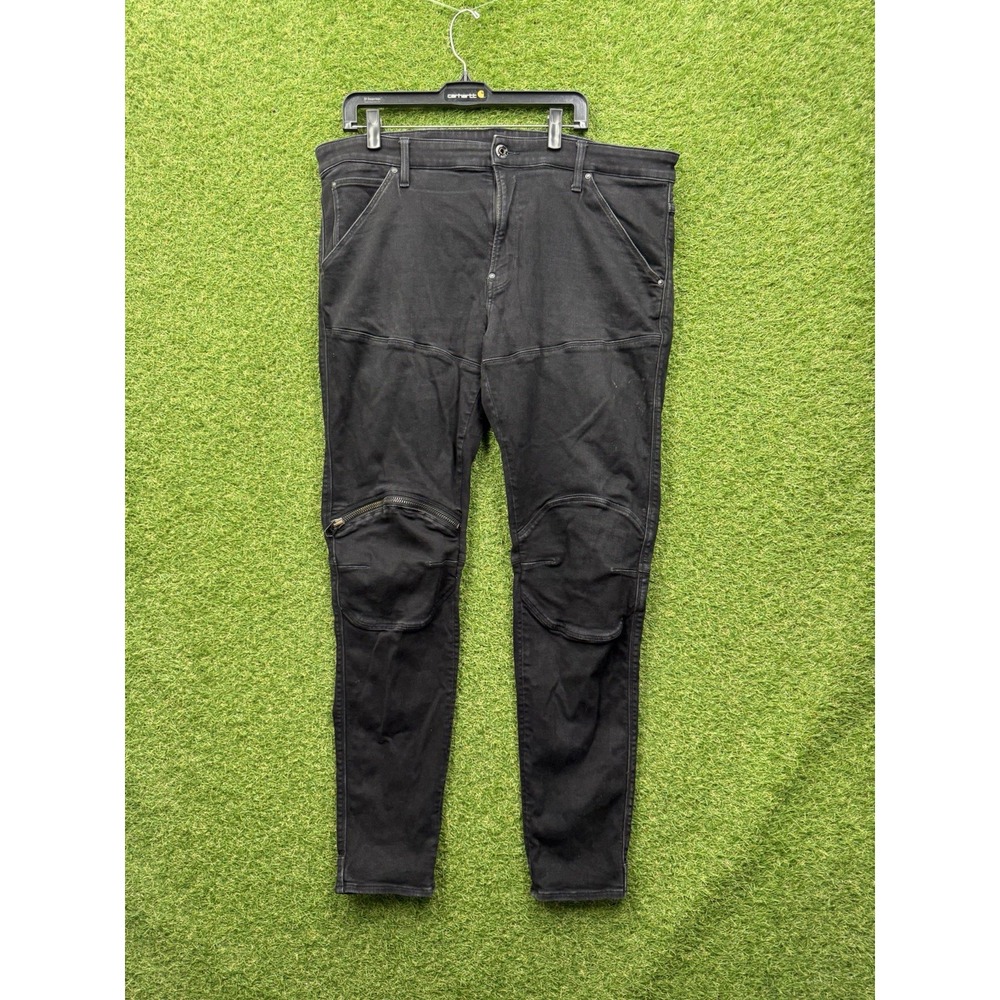 G Star Raw Jeans Mens 40x34 Black Denim 5620 3d Zip Knee Skinny Grunge y2k